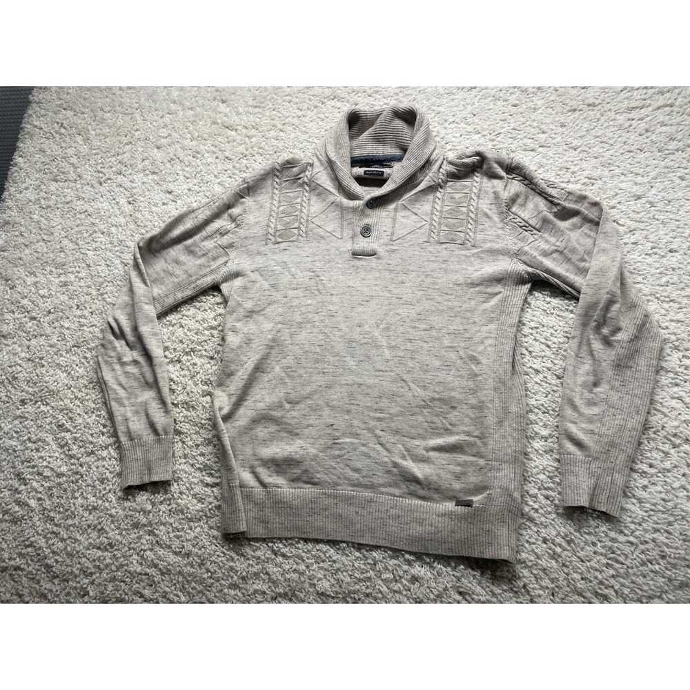 BKE Buckle Black Standard Fit Henley Sweater Men's L EUC